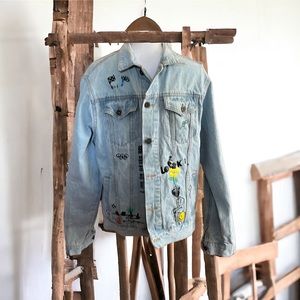 Funky Denim Jacket ,  Brooklyn Cloth Denim Jacket Size Large (B2) Graffiti ,